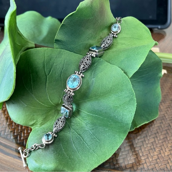 Sterling Silver Blue Topaz Bracelet - Picture 1 of 6